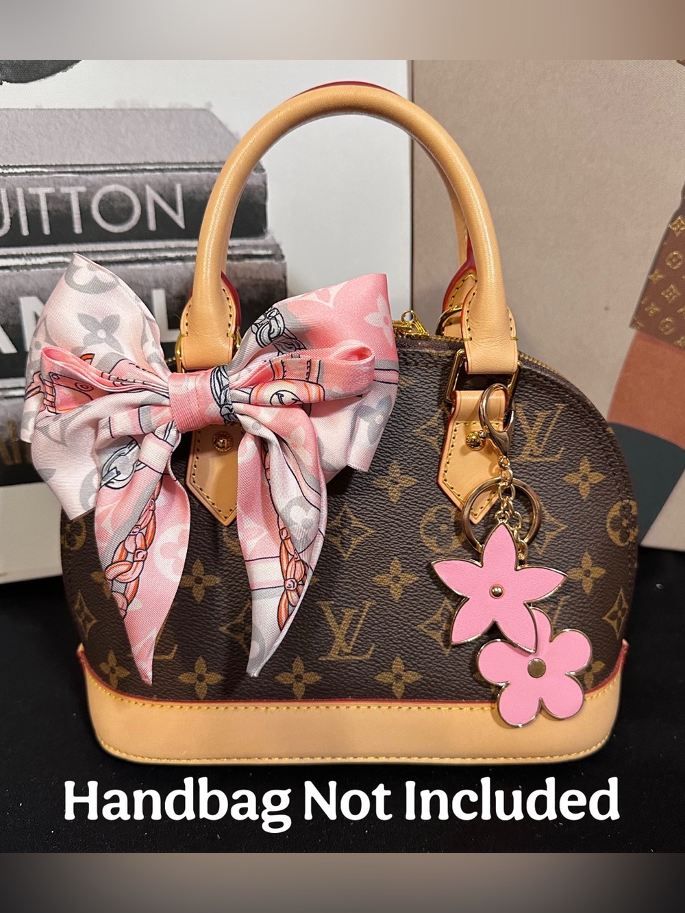 Pink Silk Bow + Pink Charm Set —Handbag not Included